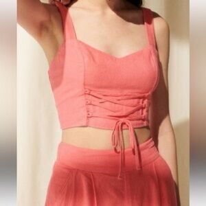 Abercrombie & Fitch Coral Lace-Up Crop Top Size S NWT
